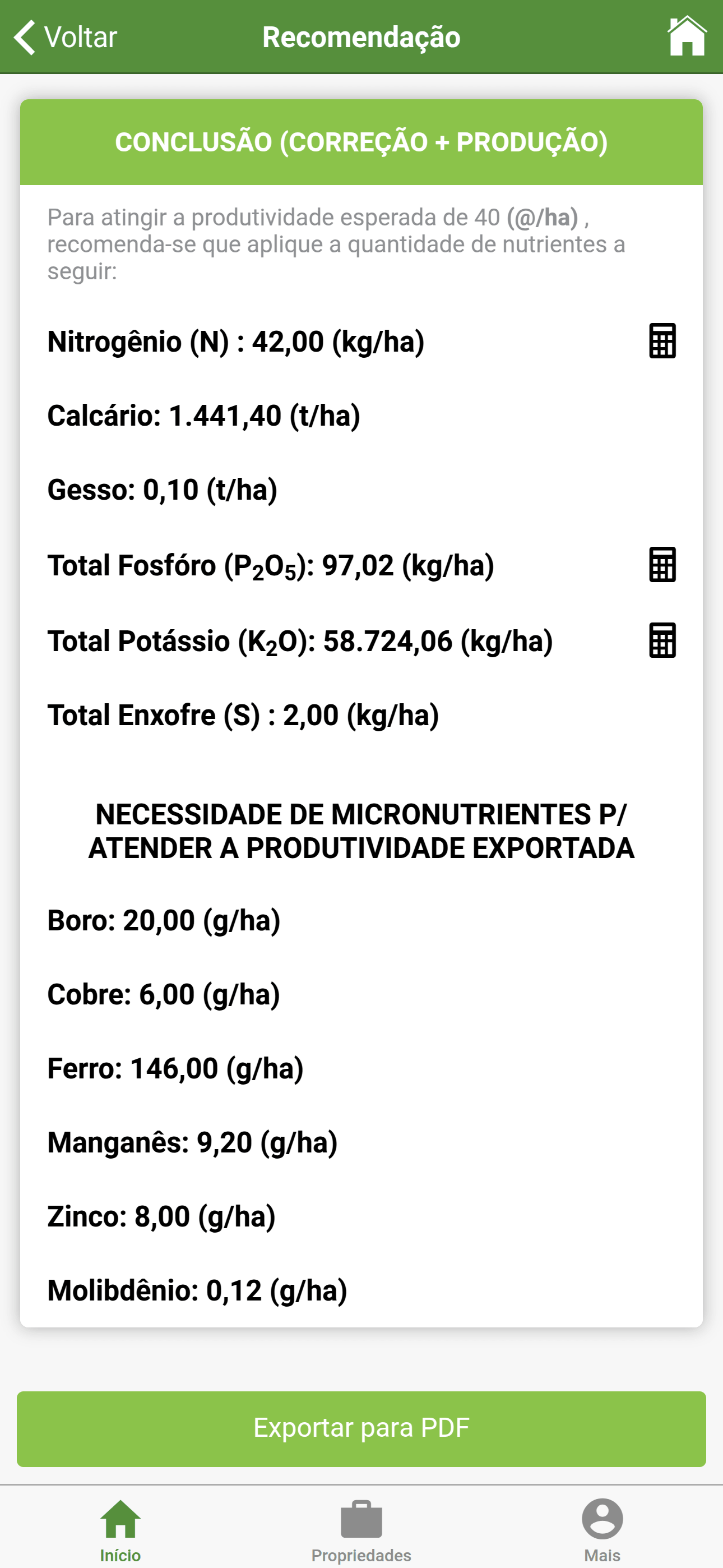 Dr.Agro — Recomendação de correção e adubação